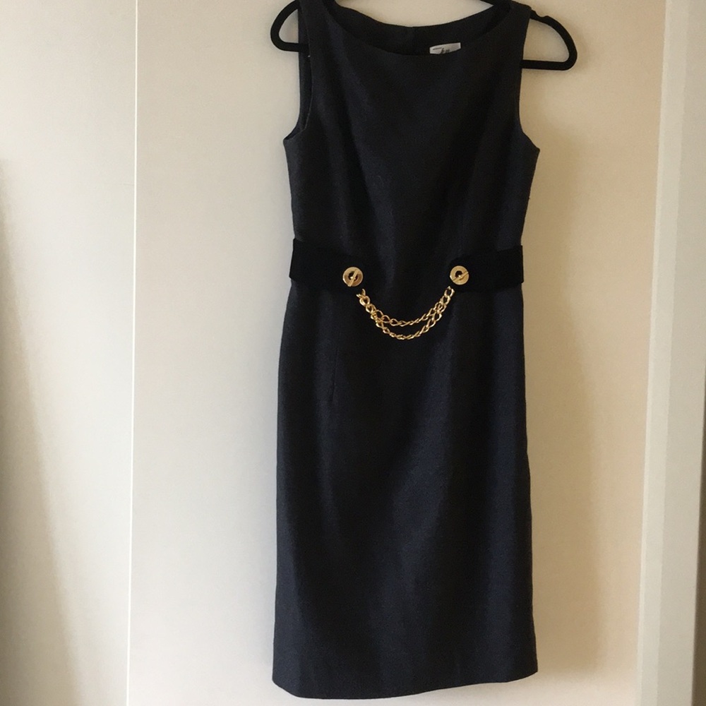 Milly Grey Wool dress with gold belt